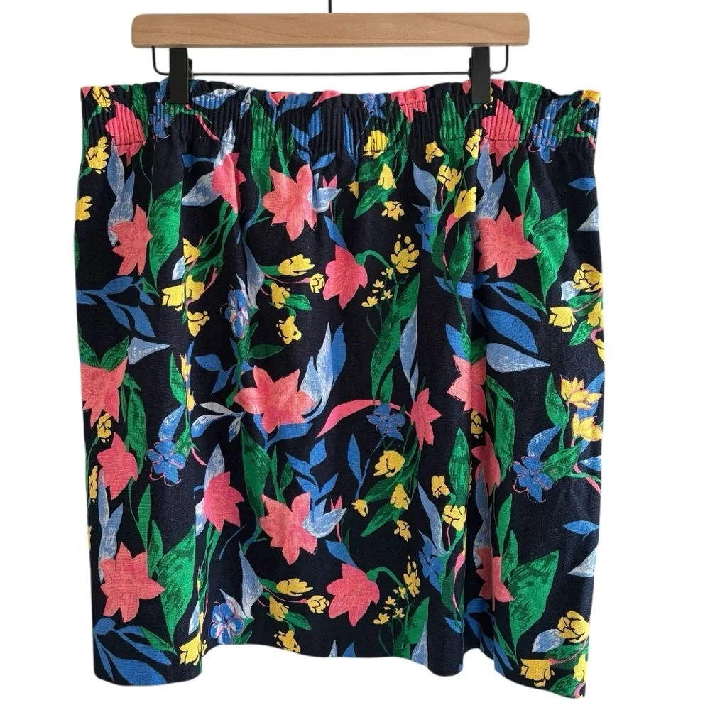 J. Crew Factory Linen Blend Floral Skirt Size 18 Pull-On Tropical Resort